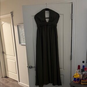 Miss Avenue Strapless Dark Green Maxi Dress